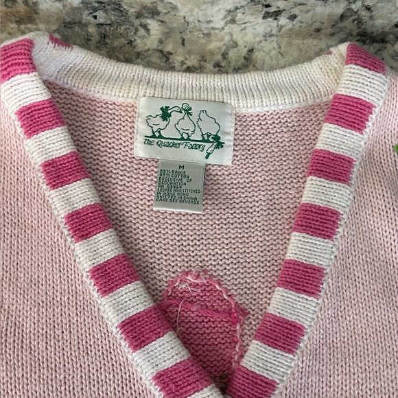 Quacker Factory Pink Summertime Novelty Cardigan Sweater Button Covers Size M - Picture 6 of 16